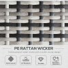 Outsunny 5PC PE Rattan Sun Lounger, Outdoor Wicker 5-level Adjustable Recliner Sofa Bed with Storage Side Table and Footstools, for Patio, Garden, Poolside, Grey