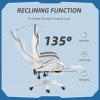 Vinsetto Computer Gaming Chair, PU Leather Office Desk Chair with Footrest, Swivel Wheels, 135?? Reclining Back, Lumbar Support, Headrest for Home, White and Grey