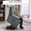 HOMCOM Riser and Recliner Chair for the Elderly, Quick Assembly, Fabric Overstuffed Lift Chair with Vibration Massage and Heat, Remote Control, Side Pockets, Cup Holders, Pocket Spring, Charcoal Grey