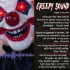 HOMCOM 190cm Life Size Animated Clown Halloween Decorations Outdoor Indoor, Scary Halloween Animatronics Decor with Sound Touch Activated, Red Light Up Eyes, Animated Prop for Haunted House Garden