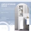 HOMCOM Tall Bathroom Cabinet Storage Cupboard Floor Standing Home Bathroom Furniture w/ 6 Shelves 165H x 34W x 20D cm White