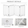 PawHut Freestanding Pet Gate 4 Panel Dog Barrier Folding Safety Fence with Support Feet up to 204cm Long 75cm Tall for Doorway Stairs, White