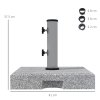 Outsunny 28kg Granite Parasol Base, Heavy Duty Square Umbrella Stand with Wheels and Retractable Handle, Parasol holder for 32mm, 38mm, 48mm Poles, Grey