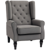 HOMCOM Retro Accent Chair, Linen Wingback Armchair with Wood Frame Button Tufted Design for Living Room Bedroom