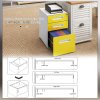 Vinsetto Lockable File Cabinet with 3 Drawers, Vertical Office Drawer for A4, Letter, Legal Size, Anti-tilt Design, Pre-Assembled Body, Yellow