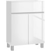 kleankin High Gloss Bathroom Cabinet, Free Standing Storage Cupboard with Drawer and Adjustable Shelf, White
