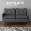 HOMCOM Modern Two Seater Sofa, Button Tufted Loveseat with Cushions and Steel Legs for Living Room, Guest Room
