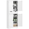 HOMCOM Tall Bathroom Cabinet, Freestanding Storage Cupboard, Bathroom Storage Cabinet with Drawer, Adjustable Shelf and Doors, 60 x 30 x 160 cm, White