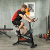SPORTNOW Indoor Exercise Biker, Quiet Stationary Bike, Stylish Cycling Machine with Adjustable Seat and Resistance, LCD Monitor, Tablet Holder, for Home Gym Cardio Workout, Black