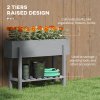 Outsunny Wooden Raised Garden Bed, Elevated Planter Box with Bed Liner, Drainage Holes and Storage Shelf, Raised Planter for Vegetables, Flowers, Herbs, 100 x 30 x 71 cm, Grey