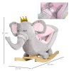 HOMCOM Baby Rocking Horse Plush Ride On Elephant Rocker with Sound Safety Belt Toddler Toy for 18 - 36 Months