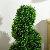 HOMCOM Set of 2 Decorative Artificial Plants Topiary Spiral Boxwood Trees in Pot, Fake Plants for Home Indoor Outdoor Decor, 90cm