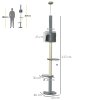 PawHut Floor to Ceiling Cat Tree for Indoor Cats, Kitten Tower, Condo, Multi-Layer Activity Center, Indoor Pet Play House with Solid Scratching Post Hanging Balls, Light Grey