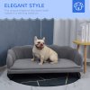 PawHut Dog Sofa for Medium, Large Dogs, Shell Shaped Pet Couch Bed w/ Legs, Cushion, Washable Cover - Grey