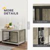 PawHut Dog Crate Furniture on Wheels, Dog Cage End Side Table with Lockable Double Doors, for Medium Breeds, 80 x 56 x 62.5cm, Grey