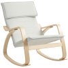 HOMCOM Comfortable Relax Rocking Chair, Upholstered Lounge Chair Recliner with High Back and Headrest for Living Room, Bedroom, Cream White