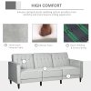 HOMCOM Corner Sofa Bed Reversible 3-Seater Sectional Sofa Set Velvet-Touch Sleeper Futon with Footstool, Light Grey