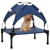 PawHut Cooling Raised Dog Bed, Elevated Pet Bed with Breathable Mesh, UV Protection Canopy, Foot Pads, for Indoor Outdoor, Mini, Small Dog, 61 x 46 x 63cm - Dark Blue
