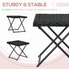 Outsunny Folding Rattan Garden Coffee Table, Small Square Outdoor Bistro Side Table with Rattan Top for Patio, Balcony, Porch, 40 x 40 x 40 cmBlack