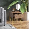 HOMCOM Bedside Table with Drawer, Wooden Nightstand, Modern Sofa Side Table with Gold Tone Metal Legs and Handles for Living Room, Bedroom, Easy Assembly, 40x41x 49cm, Brown