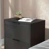 HOMCOM Bedside Tables Set of 2, Modern Nightstand with 2 Drawers, Small Sofa End Tables with Storage and Steel Legs for Bedroom, Living Room, Black