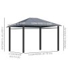Outsunny 3 x 4m Hardtop Gazebo Canopy with Polycarbonate Roof, Permanent Pavilion Garden Gazebo with Curtains for Patio, Deck, Grey