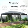 Outsunny Pop Up Gazebo 3 x 6m, Foldable Canopy Tent, Height Adjustable Wedding Awning Canopy w/ Carrying Bag, Grey