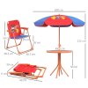 Outsunny Kids Bistro Set Children Table and Chair Set Garden Furniture Cowboy Themed 4 Pieces w/ Adjustable Parasol, Foldable Chairs for 2-5 Years - Blue and Red