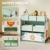AIYAPLAY Kids Toy Storage Units, 3-Tier Toy Organiser Shelf with 6 Removable Fabric Boxes for Kids, Boys, Girls, Bedroom, Playroom, Nursery, Green