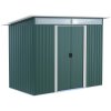 Outsunny 8.5 x 4ft Metal Shed with Lightsky Panels, Garden Storage Tool House with Double Doors for Garden, Patio and Lawn, Green