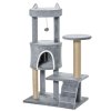 PawHut 100 cm Cat Tree, Cat Condo Tree Tower for Indoor Cats, Cat Activity Centre with Scratching Posts, Plush Perch, Ladder, Hanging Ball - Light Grey
