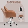 HOMCOM Computer Desk Chair, PU Leather Swivel Office Chair, Makeup Vanity Chair with Height Adjustable, Wheels, for Home Study Bedroom, Brown