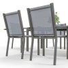 Outsunny 6 Seater Garden Dining Set with Stackable Armchairs, WPC Top Dining Table, Outdoor Table and Chairs, Garden Furniture Set, Light Grey