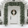 HOMCOM 8.2 ft Snow Frosted Christmas Tree Arch, Christmas Arch Doorway Decor with 2100 Tips and 96 Pinecones, Artificial Xmas Tree with Metal Stand for Indoor, Green
