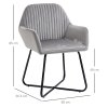 HOMCOM Modern Accent Chair, Velvet-Feel Fabric Upholstered Armchair with Metal Base for Living Room, Grey