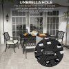Outsunny 7 PCs Garden Patio Dining Set with Parasol Hole, Cast Aluminium Outdoor Furniture Set with Six Cushioned Chairs and Rectangle Dining Table, for Garden, Lawn, Deck, Black