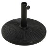 Outsunny 11.5 kg Round Cement Parasol Base, Umbrella Stand Holder with Rattan Style Pattern for 38, 48 mm Poles for Outdoor, Garden, Black
