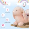 HOMCOM Kids Rocking Rabbit, Plush Rocking Horse Ride-On w/ Sound, Wood Base, Seatbelt, for Ages 18-36 Months, Pink