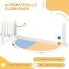 PawHut Dog Stair Gate Pet Barrier with Small Cat Door, Pressure Fit Safety Gate  with Auto Closing System, Double Locking, for Hallways, 74-100 cm Openings - White