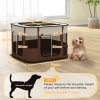 PawHut Dog Pen, Pet Playpen, Portable Foldable Dog Cat Playpen Soft Pet Cage with Storage Bag for Puppies, Rabbits, Kittens, Guinea Pigs, 74 x 60 x 45cm - Brown