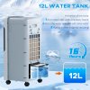 HOMCOM Mobile Air Cooler, 12L Tank Evaporative Ice Cooling Fan Water Conditioner Humidifier Unit with 3 Modes, 3 Speed, Remote, Timer, Oscillating for Home Bedroom