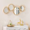 HOMCOM Metal Wall Art 107cm Modern Decorative Mirror Decor Hanging Home Wall Sculptures for Living Room Bedroom Dining Room, Gold