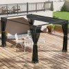 Outsunny 3 x 4 m Pergola with Retractable Roof Canopy and Netting Sidewalls, Aluminium Frame Garden Gazebo Outdoor Sun Shade Shelter for Grill, Patio, Deck, Dark Grey