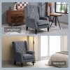 HOMCOM Retro Accent Chair, Velvet Wingback Armchair with Wood Frame Button Tufted Design for Living Room Bedroom, Grey