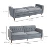 HOMCOM 3 Seater Velvet Sofa Bed, 189cm Click Clack Sofa Bed, Button Tufted Sleeper Couch with Split Reclining Backrest and Rubber Wood Legs