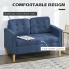 HOMCOM Modern 2 Seater Sofa with Hidden Storage, 117cm Tufted Cotton Couch with Wood Legs, Compact Loveseat for Living Room, Kitchen