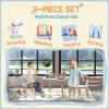 AIYAPLAY 3 Pieces Toddler Table and Chair Set, Kids Desk and 2 Chairs Set with Cute Bunny Ear Backrest, Wooden Legs, for Nursery, Playroom, Classroom - White