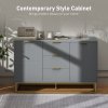 HOMCOM Sideboard for Living Room, Modern Storage Cabinet with 3 Drawers and Adjustable Shelves, Freestanding Cupboard for Dining Room, Kitchen, Grey