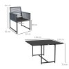 Outsunny 5 Pieces Garden Dining Set, Outdoor Patio Cube Set, 4 Seater Outdoor Table and Chairs with Foldable Backrest, Tempered Glass Top, Handwoven Rope for Poolside, Space-Saving, Dark Grey