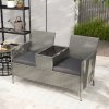 Outsunny 2 Seater Rattan Sofa with Cushions, Wicker Garden Loveseat with Armrests, Outdoor Garden Sofa Couch with Metal Frame for Patio, Grey